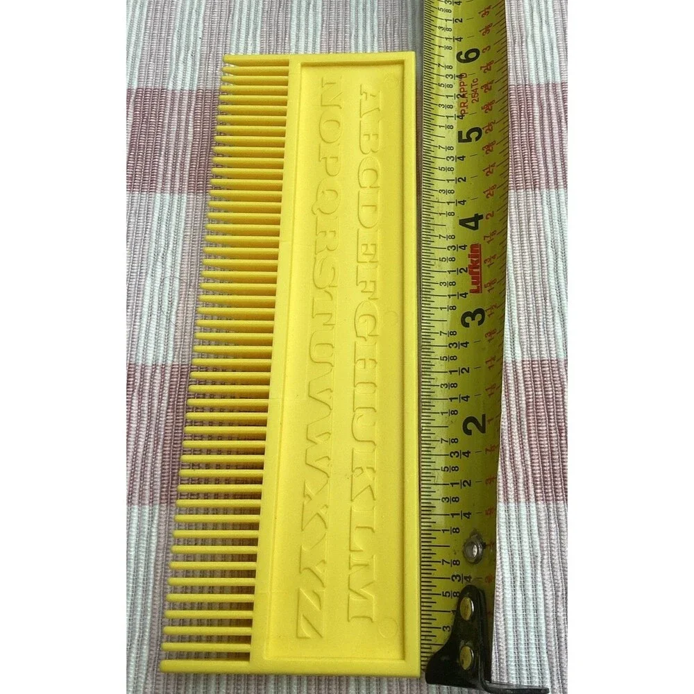 AVON School Days Ruler Comb Vintage 1970s Sunny Yellow Hard Plastic ABC’s Hair